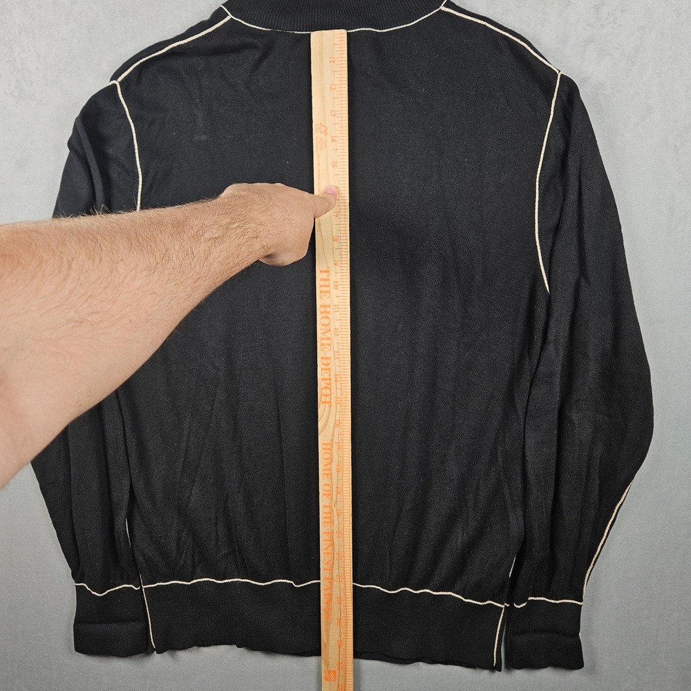 Peter Millar Quarter Zip Sweater Mens Large Black Silk Cotton Cashmere Blend - Picture 8 of 10